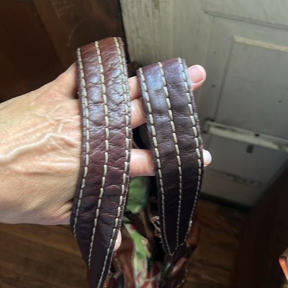 Lucky Brand Italian Leather Purse cognac brown slouchy shoulder hobo - Picture 9 of 10